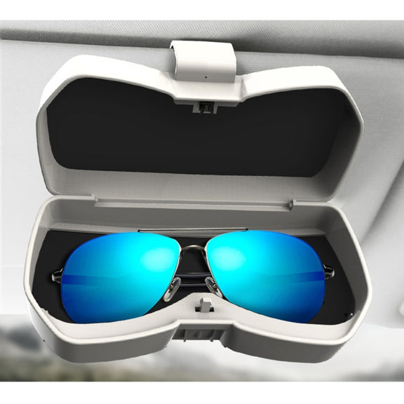 Car Multi-functional Glasses Case Sunglasses Storage Holder with Card Slot, Diamond Style (Beige)