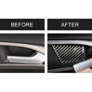4 PCS Car Carbon Fiber Door Inner Handle Wrist Panel Decorative Sticker for Ford New Mondeo 2013-2019