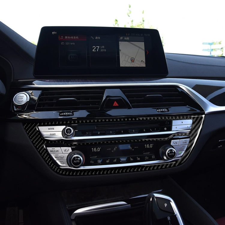 Car Carbon Fiber CD Panel Decorative Sticker for BMW 5 Series G38 528Li / 530Li / 540Li 2018