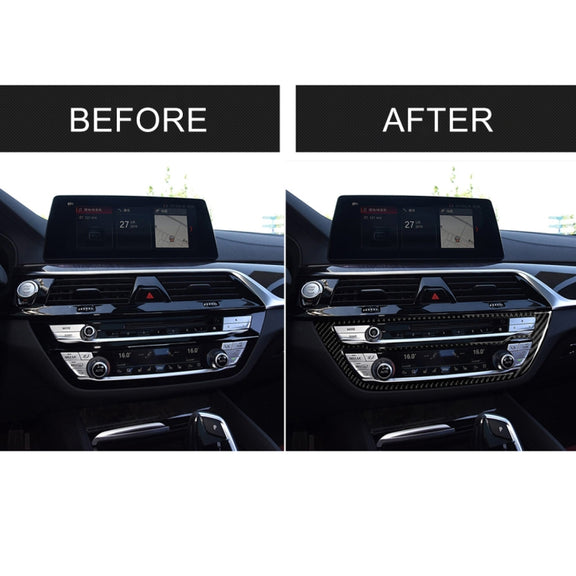 Car Carbon Fiber CD Panel Decorative Sticker for BMW 5 Series G38 528Li / 530Li / 540Li 2018