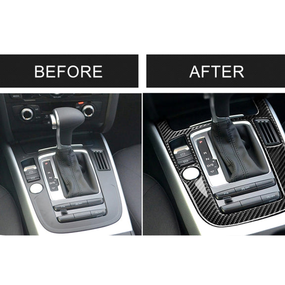 Car Carbon Fiber Gear Position Panel Decorative Sticker for Audi 2010-2018 Q5 / 2009-2016 A4L / 2009-2016 A5, Left Drive