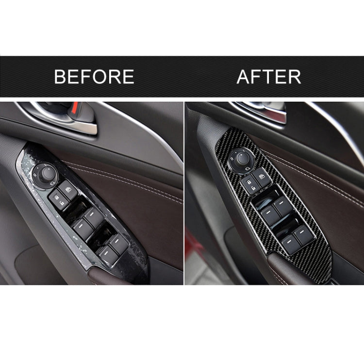 Car Carbon Fiber Right Drive Window Lift Panel Decorative Sticker for Mazda Axela 2014 / 2017-2018