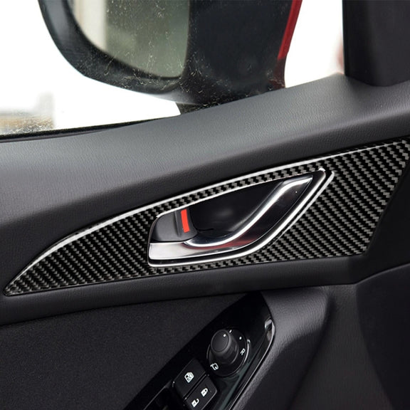 2 PCS Car Carbon Fiber Door Inner Handle Outer Frame Decorative Sticker for Mazda Axela 2014 / 2017-2018