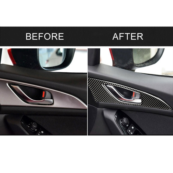 2 PCS Car Carbon Fiber Door Inner Handle Outer Frame Decorative Sticker for Mazda Axela 2014 / 2017-2018