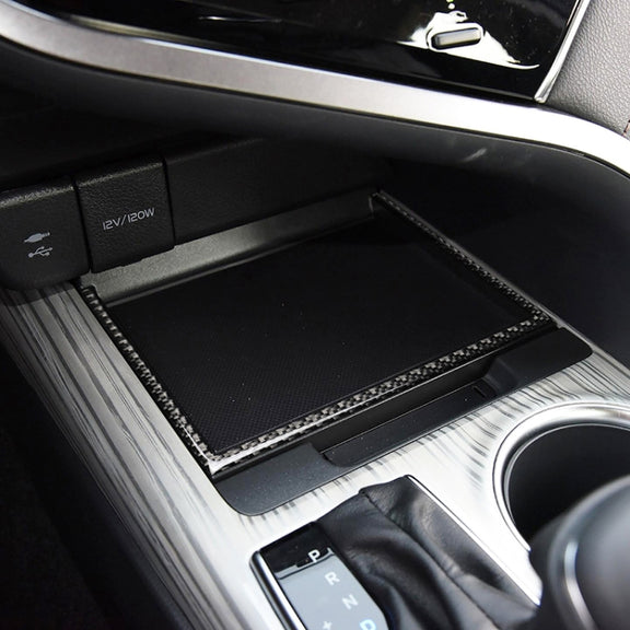 Car Carbon Fiber Storage Box U Shape Frame Decorative Sticker for Toyota Eighth Generation Camry 2018-2019