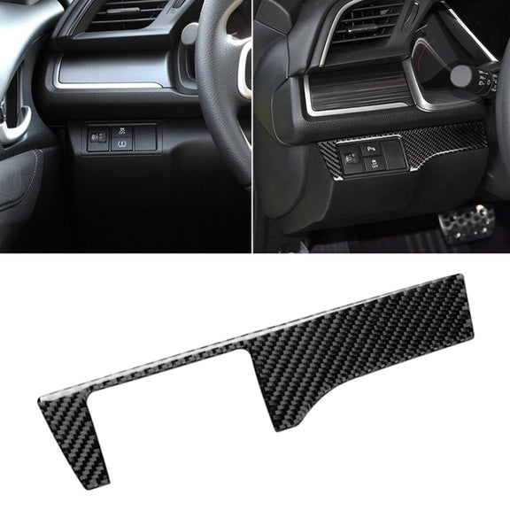 Car Carbon Fiber Headlight Switch Panel Decorative Sticker for Honda Tenth Generation Civic 2016-2019, Left Drive