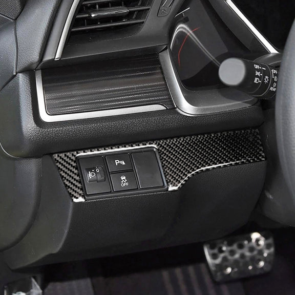 Car Carbon Fiber Headlight Switch Panel Decorative Sticker for Honda Tenth Generation Civic 2016-2019, Left Drive