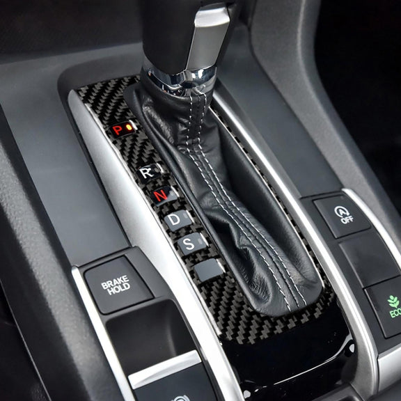 Car Carbon Fiber Gear Position Button Frame Decorative Sticker for Honda Tenth Generation Civic 2016-2019, Left Drive