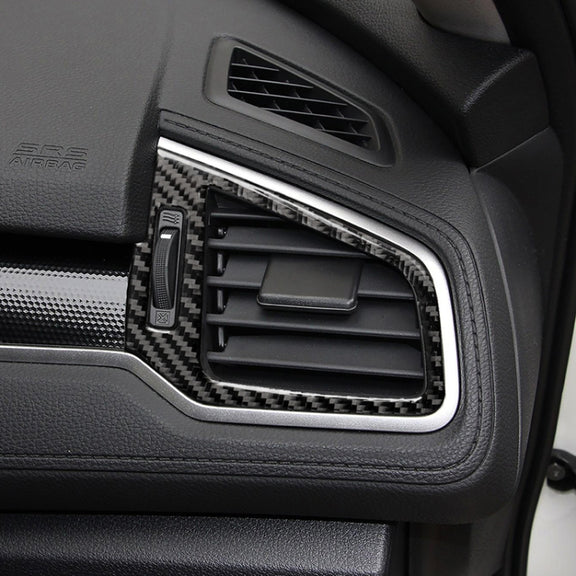 Car Carbon Fiber Right and Left Air Outlet Decorative Sticker for Honda Tenth Generation Civic 2016-2019, Left Drive