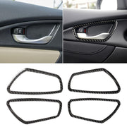 4 PCS Car Carbon Fiber Door Inner Wrist Frame Decorative Sticker for Honda Tenth Generation Civic 2016-2019