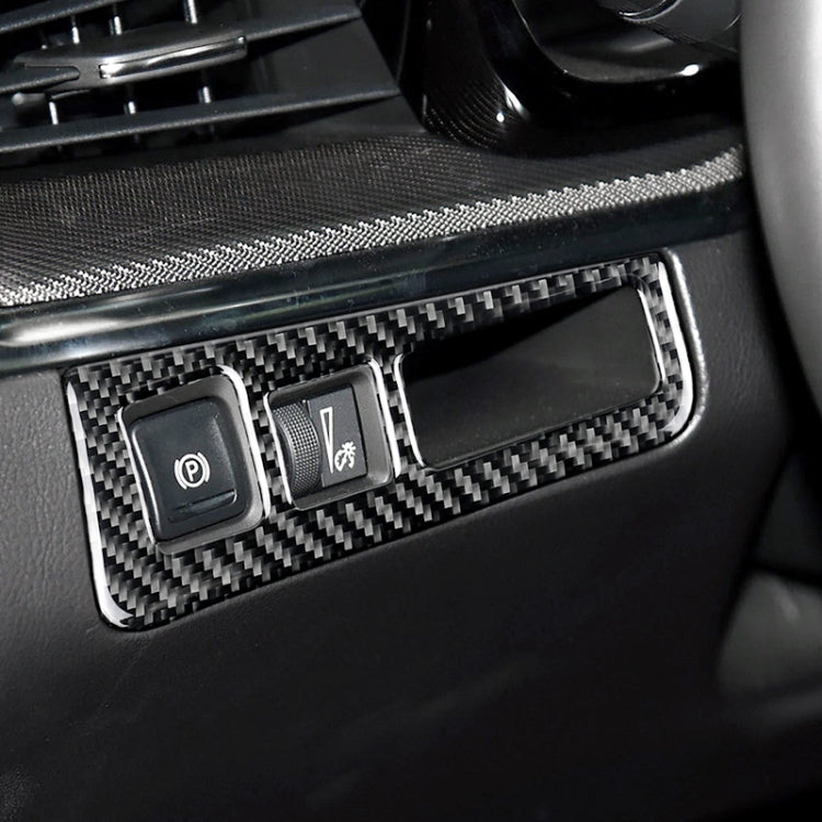 Car Carbon Fiber Headlight Switch Frame Decorative Sticker for Cadillac XT5 2016-2017, High Version, Left Drive