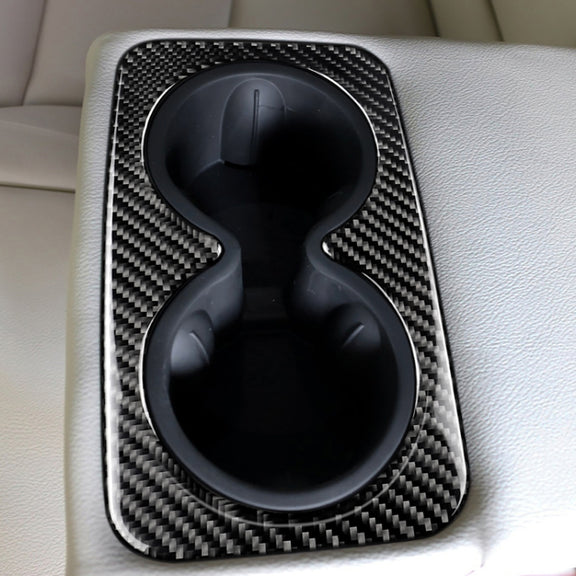 Car Carbon Fiber Rear Armrest Water Cup Decorative Sticker for Cadillac XT5 2016-2017