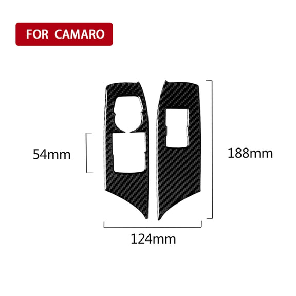 2 in 1 Car Carbon Fiber Window Lift Panel Decorative Sticker for Chevrolet Camaro 2017-2019, Left Drive