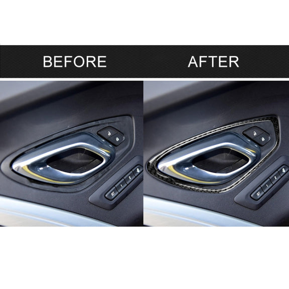 2 PCS Car Carbon Fiber Door Inner Handle Panel Decorative Sticker for Chevrolet Camaro 2017-2019