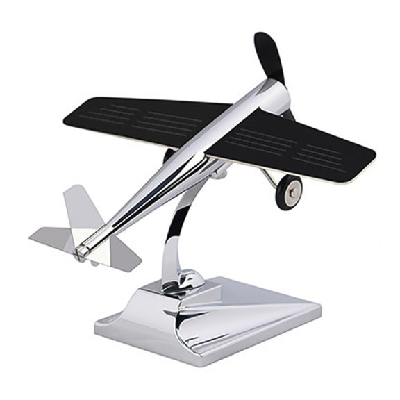 Car Interior Decoration Accessories Aircraft Model Ornaments Propeller Rotating Solar Energy Ornament (Silver)