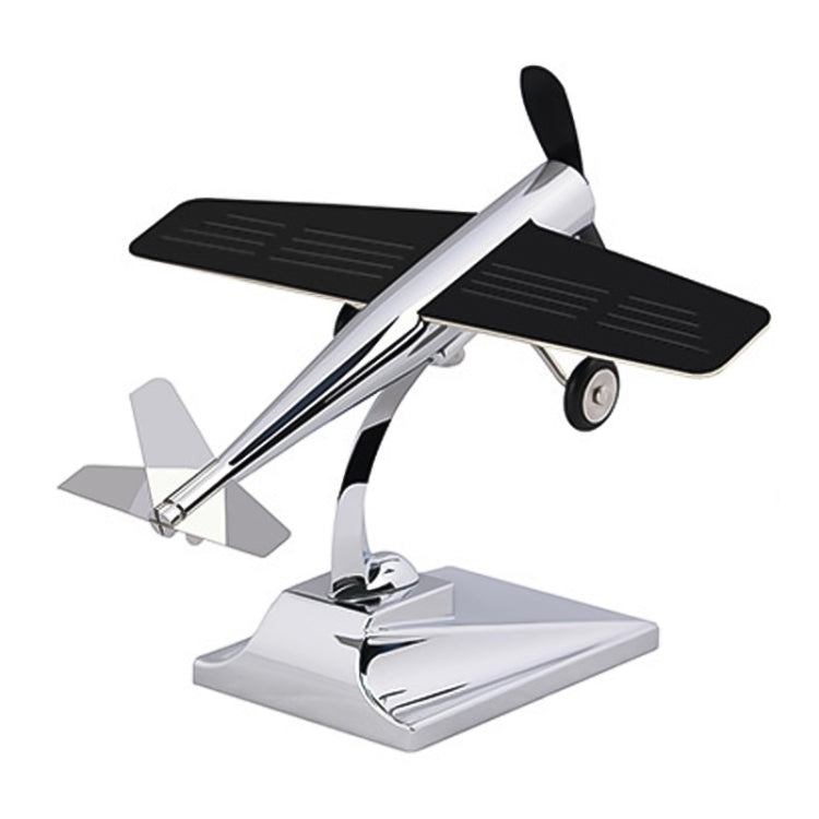 Car Interior Decoration Accessories Aircraft Model Ornaments Propeller Rotating Solar Energy Ornament (Silver)