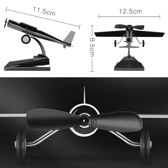 Car Interior Decoration Accessories Aircraft Model Ornaments Propeller Rotating Solar Energy Ornament (Silver)