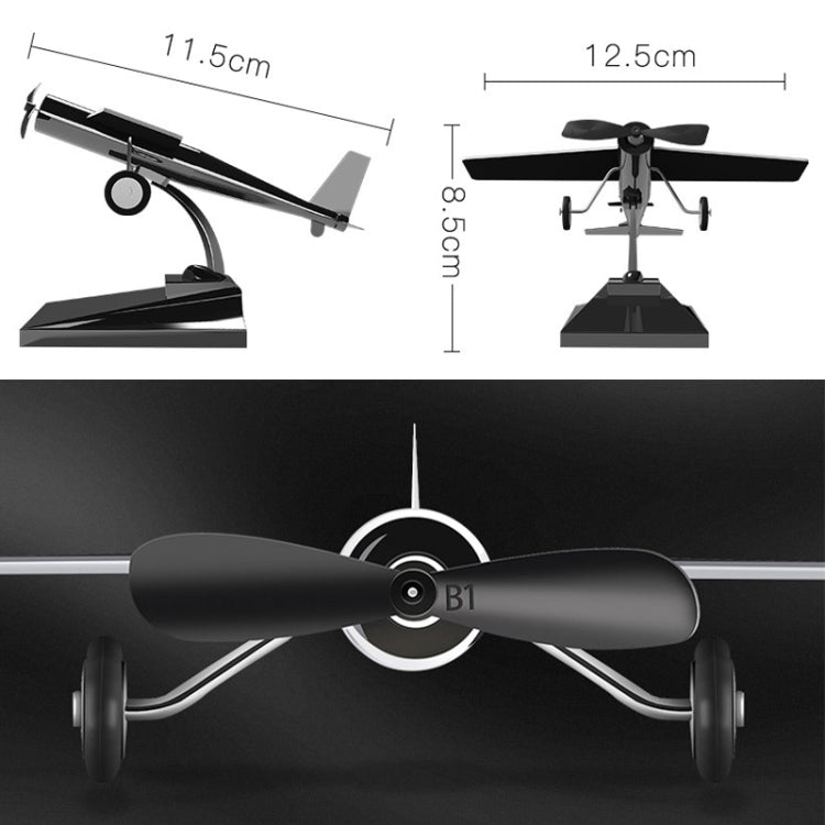 Car Interior Decoration Accessories Aircraft Model Ornaments Propeller Rotating Solar Energy Ornament (Silver)