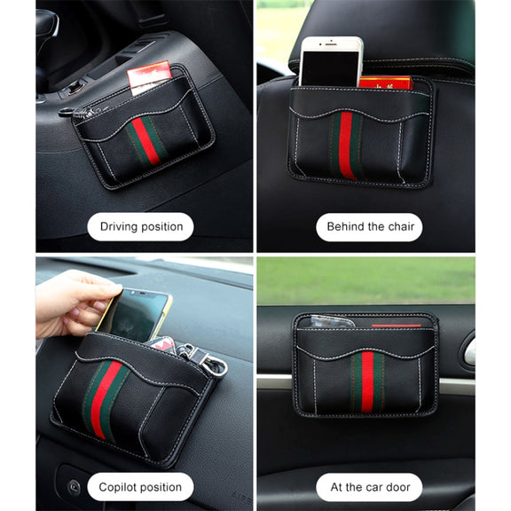 Paste Car Storage Bag Car Seat Quilting Storage Bag Instrument Panel Hanging Bag (Black)