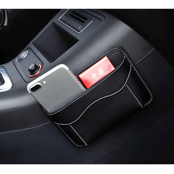 Paste Car Storage Bag Car Seat Quilting Storage Bag Instrument Panel Hanging Bag (Black)
