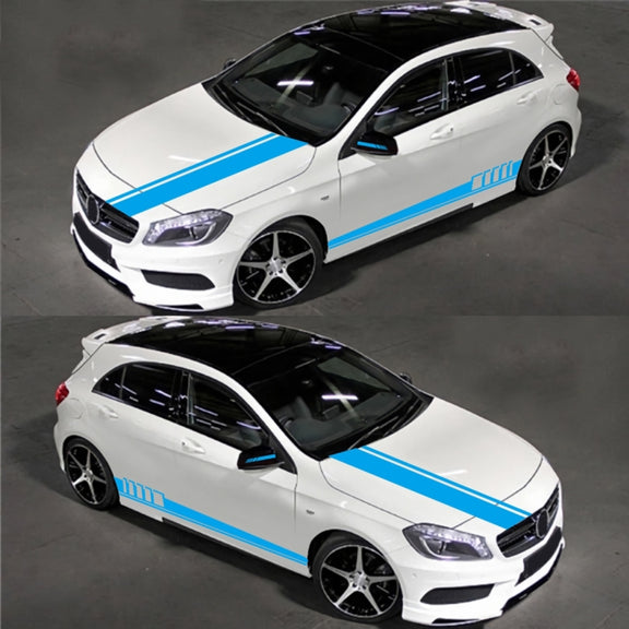 5 in 1 Car Styling Stripe Hood PVC Sticker Auto Decorative Sticker (Blue)