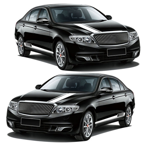 5 in 1 Car Styling Stripe Hood PVC Sticker Auto Decorative Sticker (White)