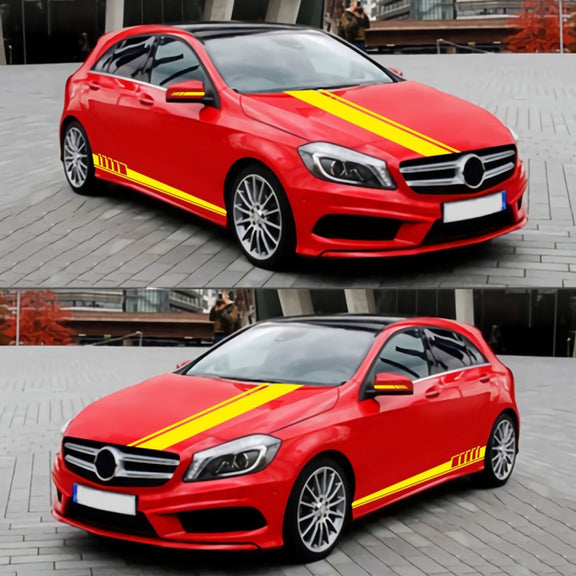 5 in 1 Car Styling Stripe Hood PVC Sticker Auto Decorative Sticker (Yellow)