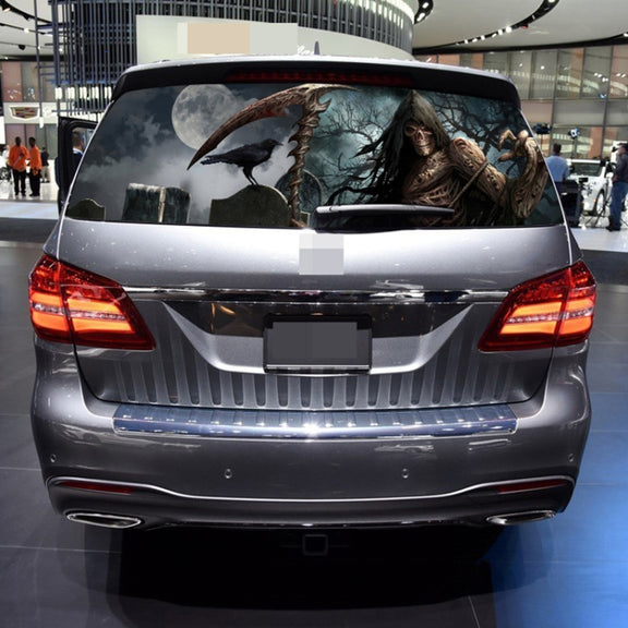 Scythe Death Pattern Horror Series Car Rear Window Decorative Sticker, Size: 168 x 74cm