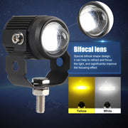 2 PCS DC9-36V / 20W / 6000K / 3000K / 2000LM Motorcycles Double Color Headlights / Fog Light