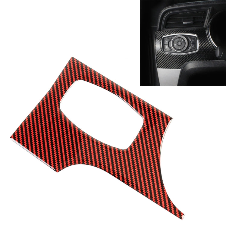 Car Carbon Fiber Headlight Switch Panel Decorative Sticker for Ford Mustang 2015-2020, Left-hand Drive