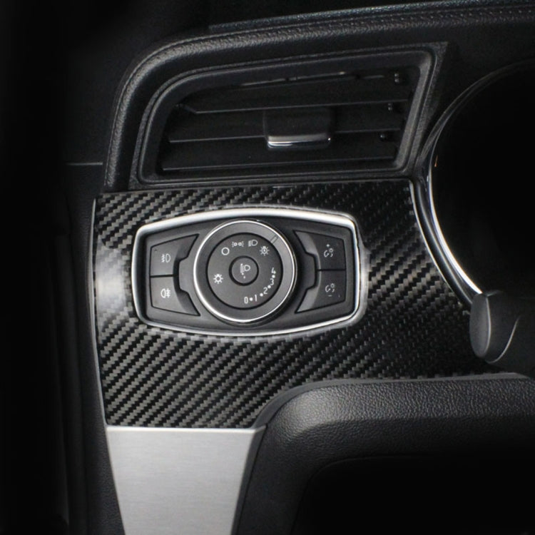 Car Carbon Fiber Headlight Switch Panel Decorative Sticker for Ford Mustang 2015-2020, Left-hand Drive