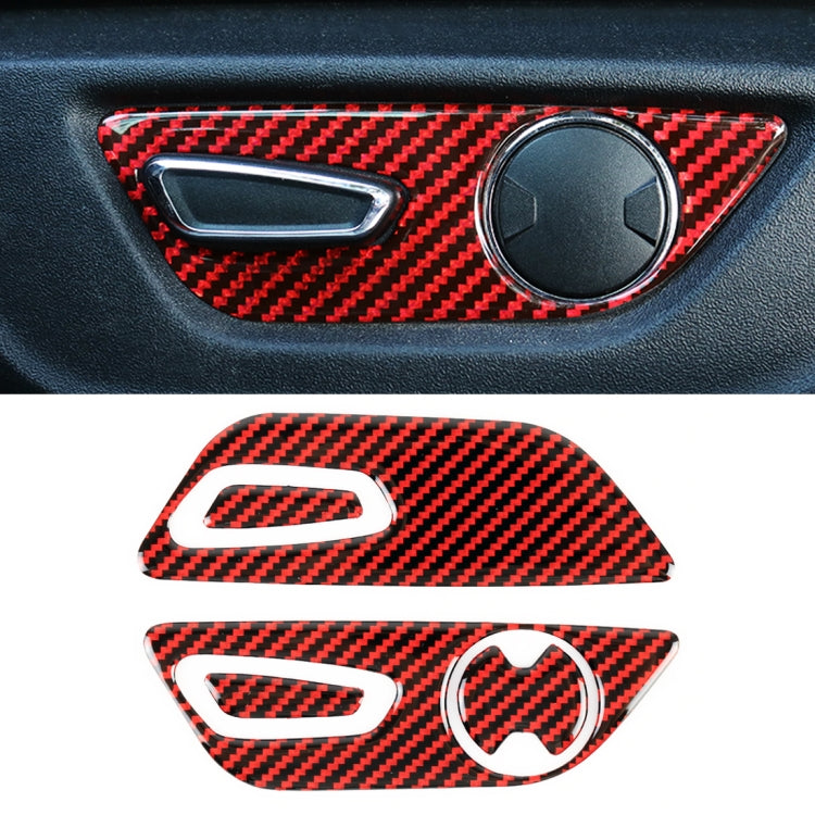 5 in 1 Car Carbon Fiber Seat Adjustment Button Decorative Sticker for Ford Mustang 2015-2020, Left-hand Drive