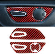 5 in 1 Car Carbon Fiber Seat Adjustment Button Decorative Sticker for Ford Mustang 2015-2020, Left-hand Drive