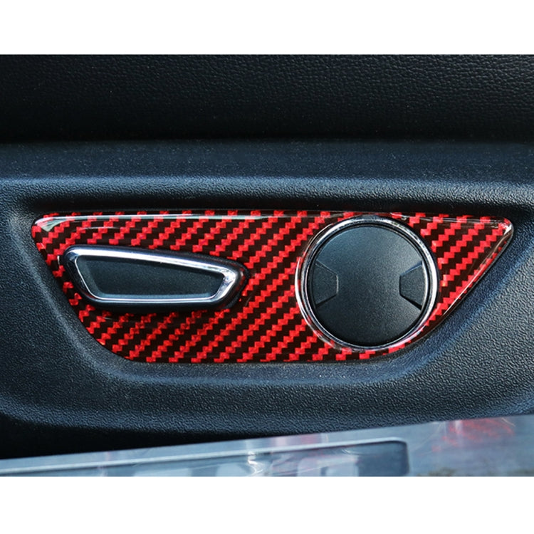 5 in 1 Car Carbon Fiber Seat Adjustment Button Decorative Sticker for Ford Mustang 2015-2020, Left-hand Drive