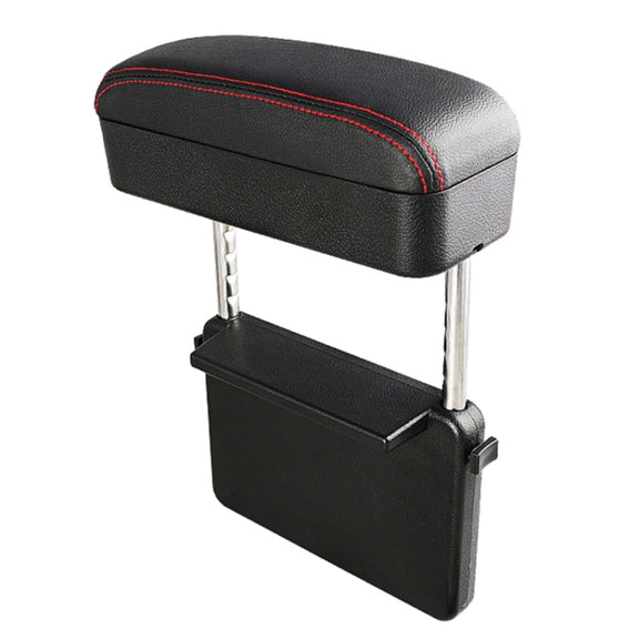 Universal Car PU Leather Wrapped Armrest Box Cushion Car Armrest Box Mat with Storage Box (Black Red)