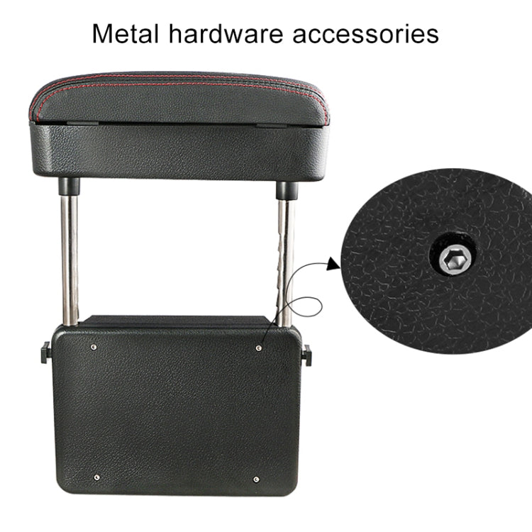 Universal Car PU Leather Wrapped Armrest Box Cushion Car Armrest Box Mat with Storage Box (Black Red)