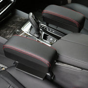 2 PCS Universal Car PU Leather Wrapped Armrest Box Cushion Car Armrest Box Mat with Storage Box (Black Red)