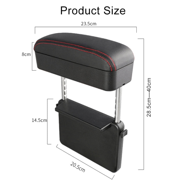 2 PCS Universal Car PU Leather Wrapped Armrest Box Cushion Car Armrest Box Mat with Storage Box (Black Red)
