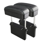 2 PCS Universal Car PU Leather Wrapped Armrest Box Cushion Car Armrest Box Mat with Storage Box (Black White)