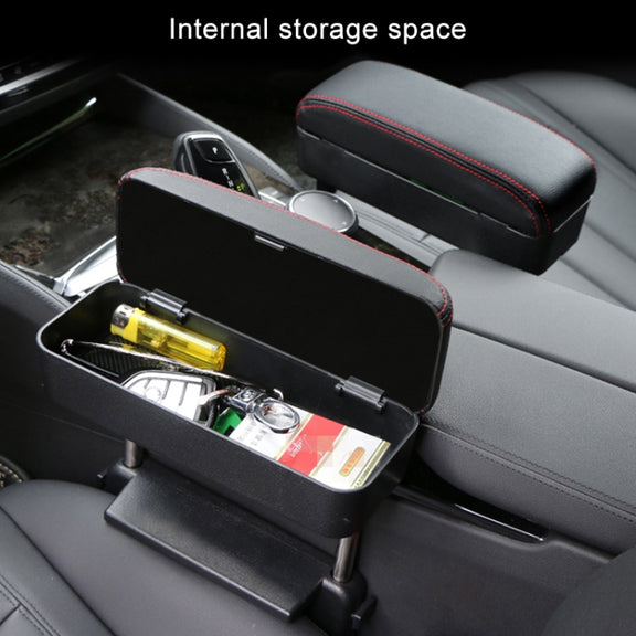 2 PCS Universal Car PU Leather Wrapped Armrest Box Cushion Car Armrest Box Mat with Storage Box (Black)