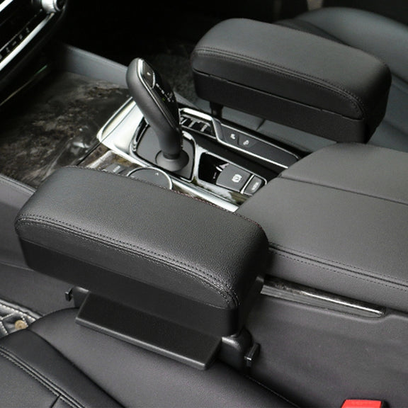2 PCS Universal Car PU Leather Wrapped Armrest Box Cushion Car Armrest Box Mat with Storage Box (Black)
