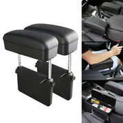 2 PCS Universal Car PU Leather Wrapped Armrest Box Cushion Car Armrest Box Mat with Storage Box (Black)