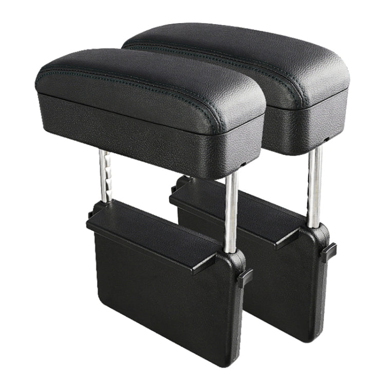 2 PCS Universal Car PU Leather Wrapped Armrest Box Cushion Car Armrest Box Mat with Storage Box (Black)