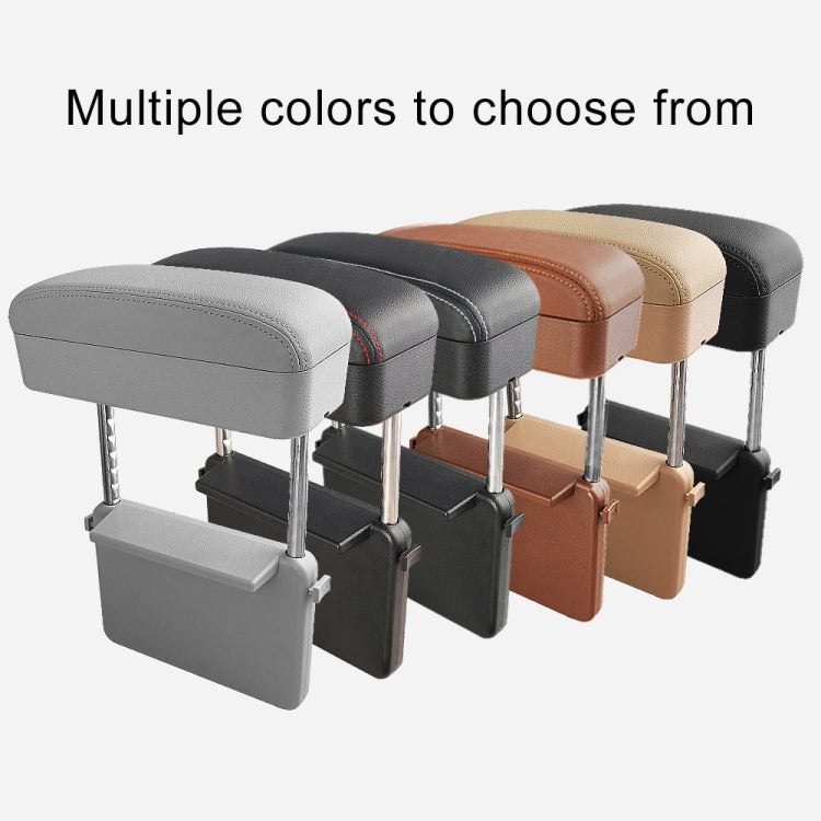 2 PCS Universal Car PU Leather Wrapped Armrest Box Cushion Car Armrest Box Mat with Storage Box (Black)