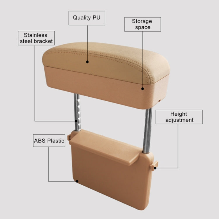 2 PCS Universal Car PU Leather Wrapped Armrest Box Cushion Car Armrest Box Mat with Storage Box (Beige)