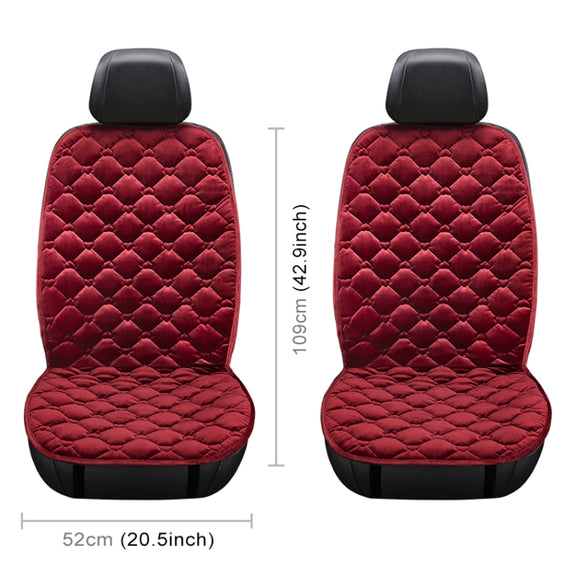 Car 12V Front Seat Heater Cushion Warmer Cover Winter Heated Warm, Double Seat (Red)