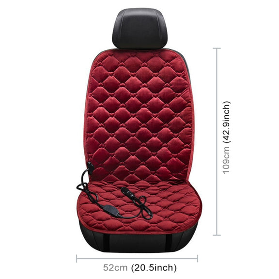 Car 24V Front Seat Heater Cushion Warmer Cover Winter Heated Warm, Single Seat (Red)