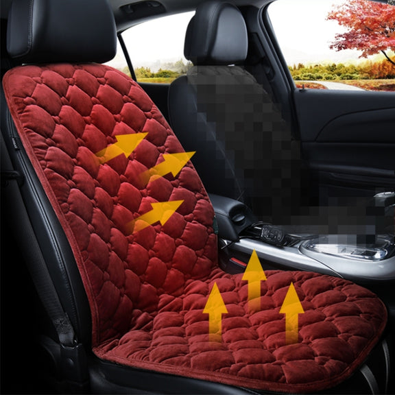 Car 24V Front Seat Heater Cushion Warmer Cover Winter Heated Warm, Single Seat (Red)