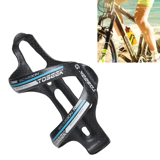 TOSEEK Matte Full Carbon Fiber Road Bicycle Water Bottle Holder (Blue)