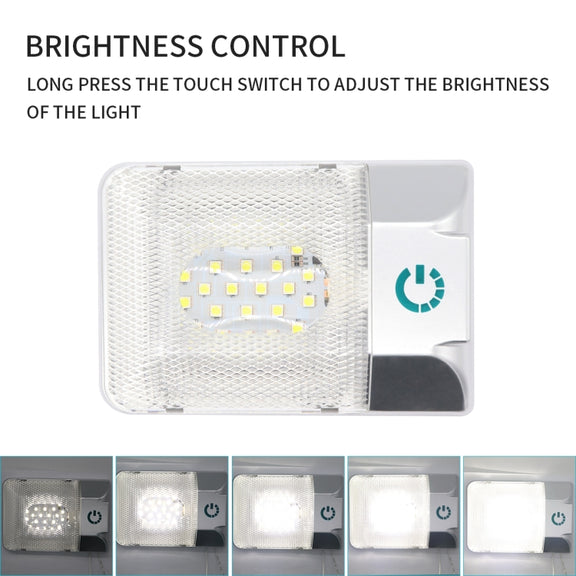 D4376S DC11-18V 3.6W 6000-6500K IP50 24LEDs SMD-5050 Marine RV Dimmable LED Dome Light Ceiling Lamp, with Touch Control